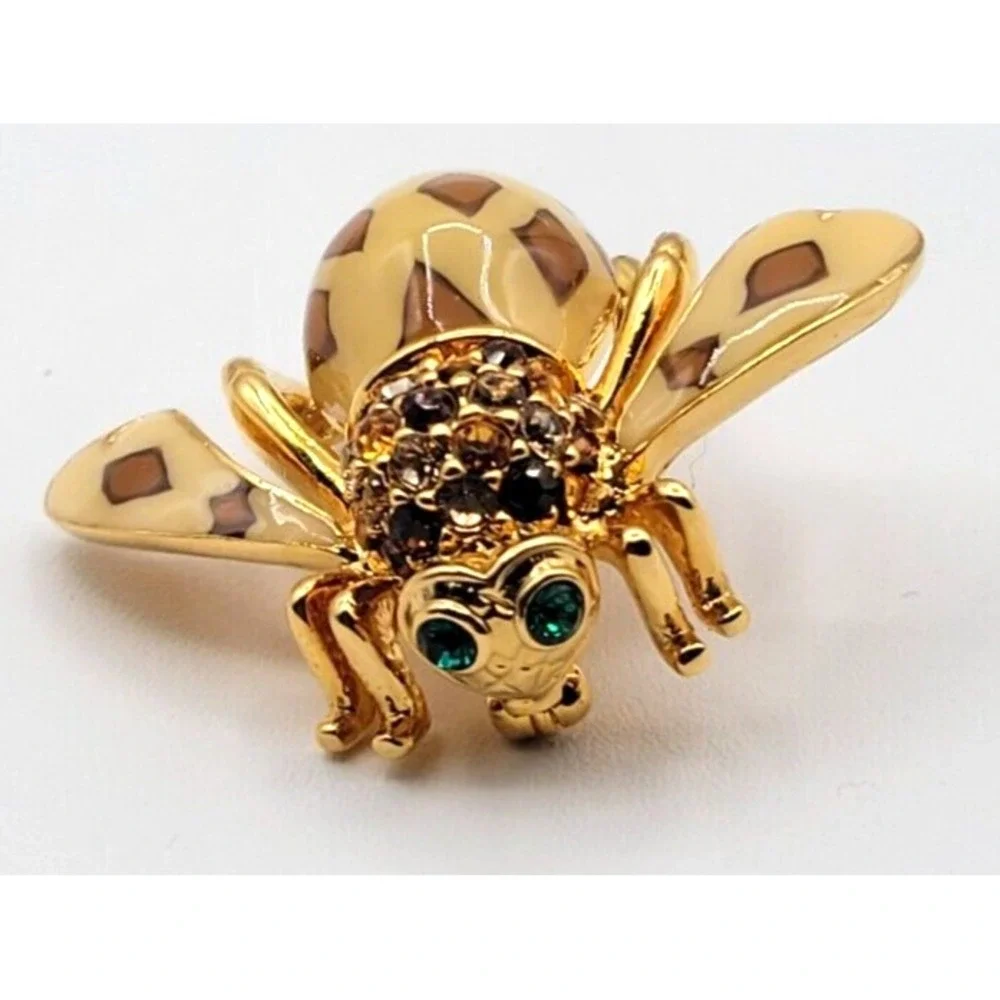 JOAN RIVERS JOAN OF THE JUNGLE BEE ENAMEL RHINESTONE‎ BROOCH PIN SIGNED